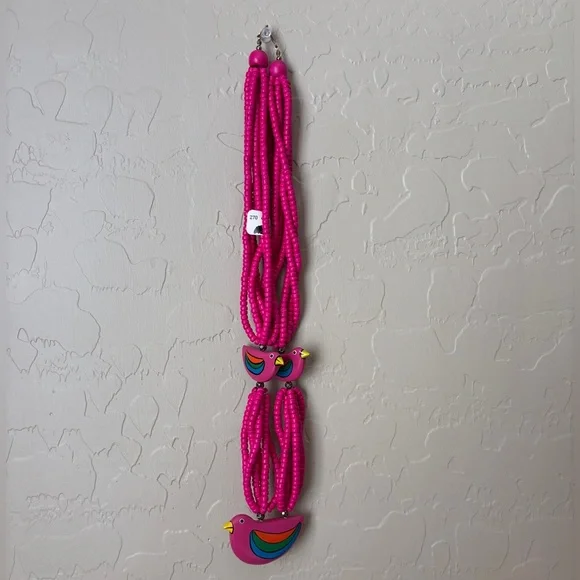 Collectif Vintage 1980s Pink Parrot Beaded Necklace and Earrings Women’s OS New - Picture 5 of 10